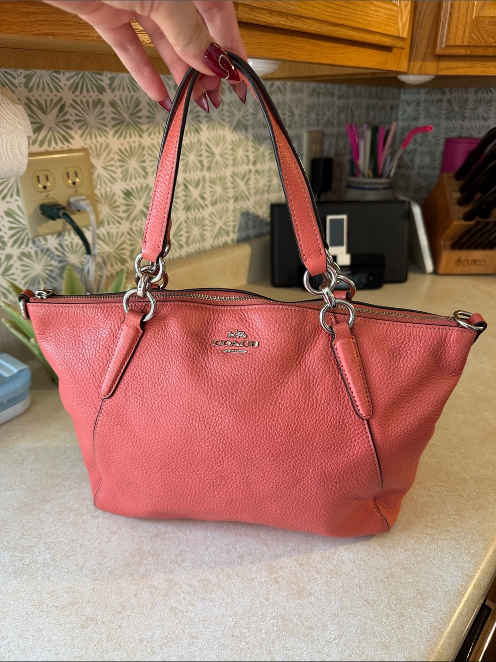 Coach Coral Pebbled Leather Shoulder Bag